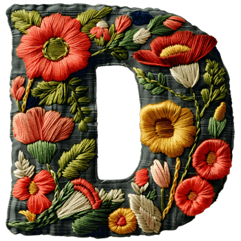 Embroidery Letter D Craft Artistic Stitches png