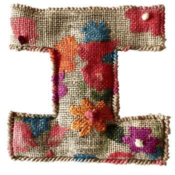 Handcrafted Letter I Stitching Unique Design png
