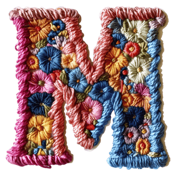 Artistic Embroidery Stitches for Letter M png