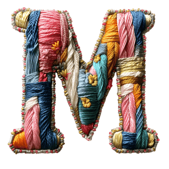 Unique Letter M Embroidery with flower Pattern png