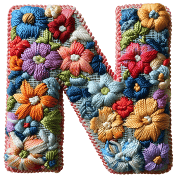 Artistic Letter N Embroidery Pattern png