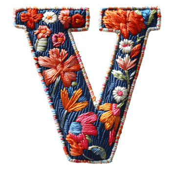Embroidered Letter V Design Unique Stitches png