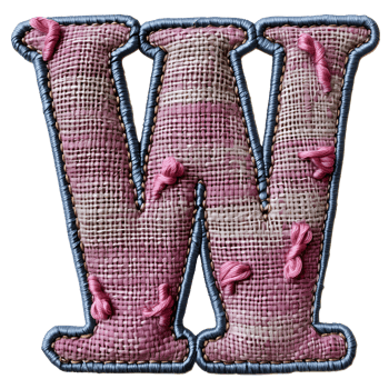 Creative Letter W Embroidery Artistry png