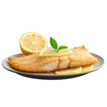 A scrumptious haddock fillet, deep-fried with a beer batter, delicates sea food, isolated on transparent background png