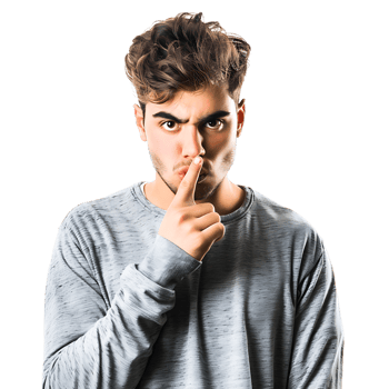 Angry young man asking for silence on isolated transparent background png