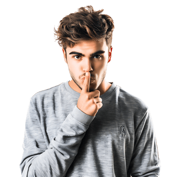 Angry young man asking for silence on isolated transparent background png