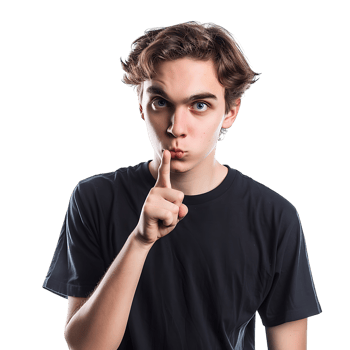Angry young man asking for silence on isolated transparent background png