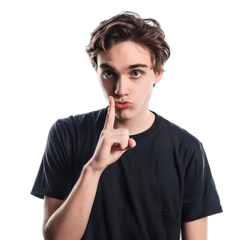 Angry young man asking for silence on isolated transparent background png
