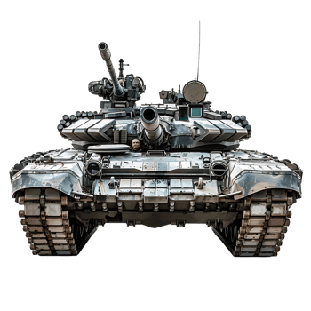 Military tank on isolated transparent background png