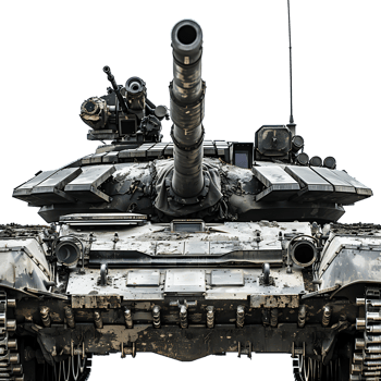 Military tank on isolated transparent background png
