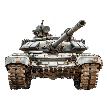 Military tank on isolated transparent background png