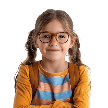 Happy girl kid student on isolated transparent background png