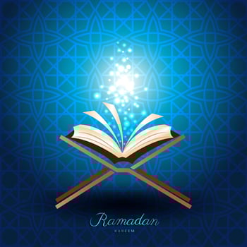 Muslim Quran with magic light for ramadan of Islam vector