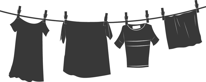 Silhouette clothesline for hanging clothes black color only vector
