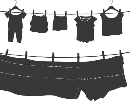Silhouette clothesline for hanging clothes black color only vector