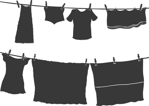 Silhouette clothesline for hanging clothes black color only vector