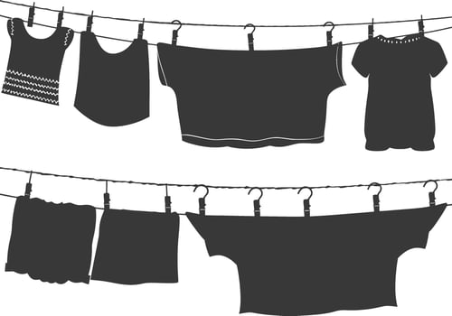 Silhouette clothesline for hanging clothes black color only vector