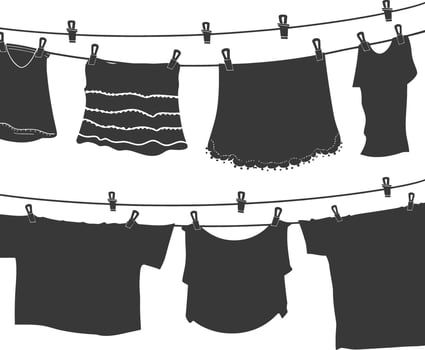 Silhouette clothesline for hanging clothes black color only vector