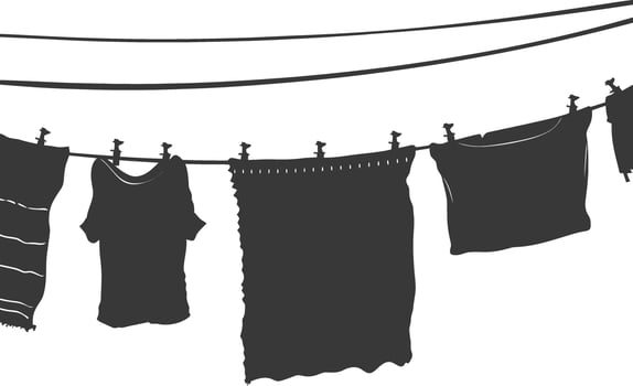 Silhouette clothesline for hanging clothes black color only vector