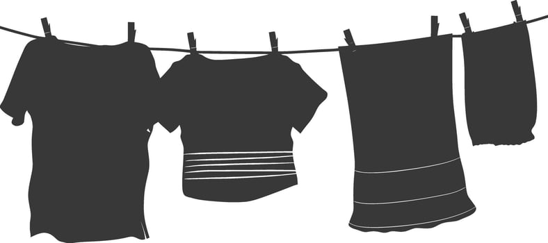 Silhouette clothesline for hanging clothes black color only vector