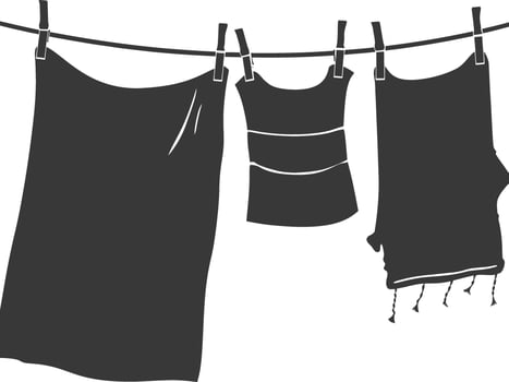 Silhouette clothesline for hanging clothes black color only vector