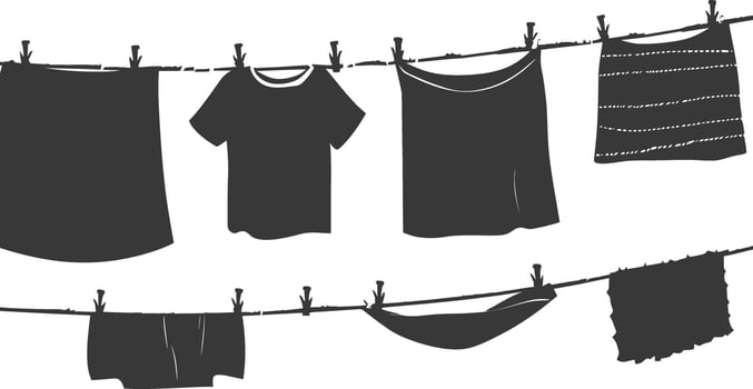 Silhouette clothesline for hanging clothes black color only vector