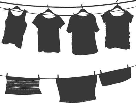Silhouette clothesline for hanging clothes black color only vector