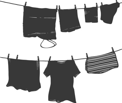 Silhouette clothesline for hanging clothes black color only vector