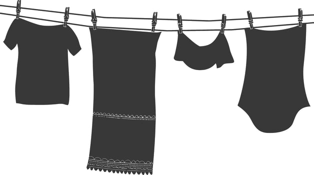 Silhouette clothesline for hanging clothes black color only vector