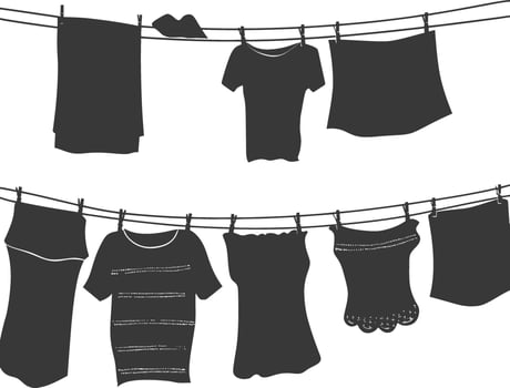 Silhouette clothesline for hanging clothes black color only vector