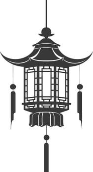 silhouette chinese traditional asian lantern black color only vector