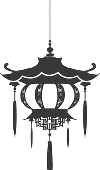 silhouette chinese traditional asian lantern black color only vector