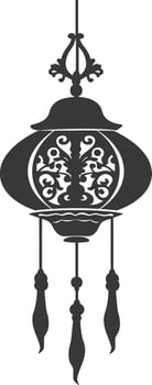 silhouette chinese traditional asian lantern black color only vector