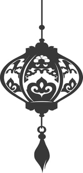 silhouette chinese traditional asian lantern black color only vector