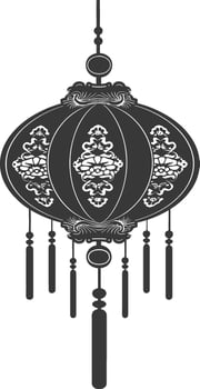 silhouette chinese traditional asian lantern black color only vector