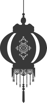 silhouette chinese traditional asian lantern black color only vector