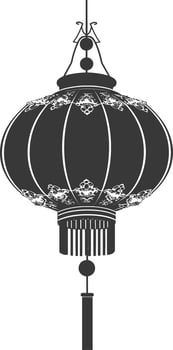 silhouette chinese traditional asian lantern black color only vector
