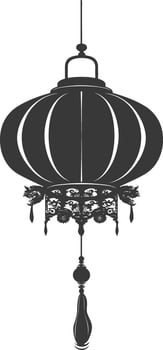 silhouette chinese traditional asian lantern black color only vector