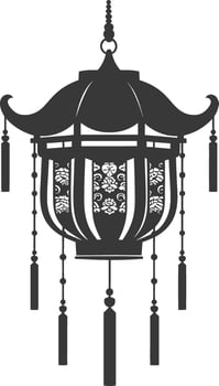 silhouette chinese traditional asian lantern black color only vector