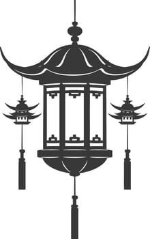 silhouette chinese traditional asian lantern black color only vector