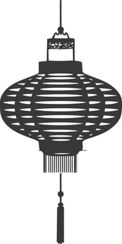 silhouette chinese traditional asian lantern black color only vector