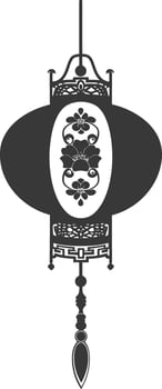 silhouette chinese traditional asian lantern black color only vector