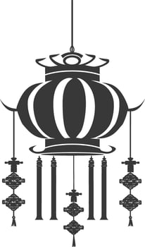 silhouette chinese traditional asian lantern black color only vector