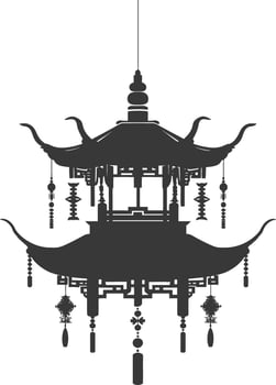 silhouette chinese traditional asian lantern black color only vector