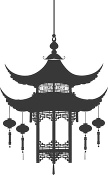 silhouette chinese traditional asian lantern black color only vector