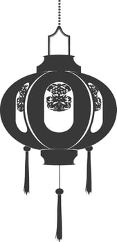 silhouette chinese traditional asian lantern black color only vector