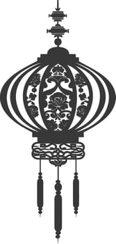 silhouette chinese traditional asian lantern black color only vector
