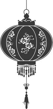 silhouette chinese traditional asian lantern black color only vector