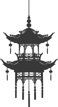 silhouette chinese traditional asian lantern black color only vector