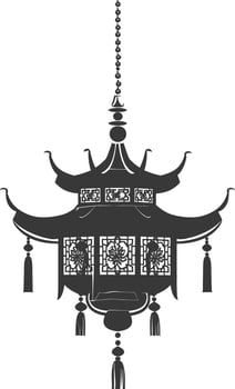 silhouette chinese traditional asian lantern black color only vector